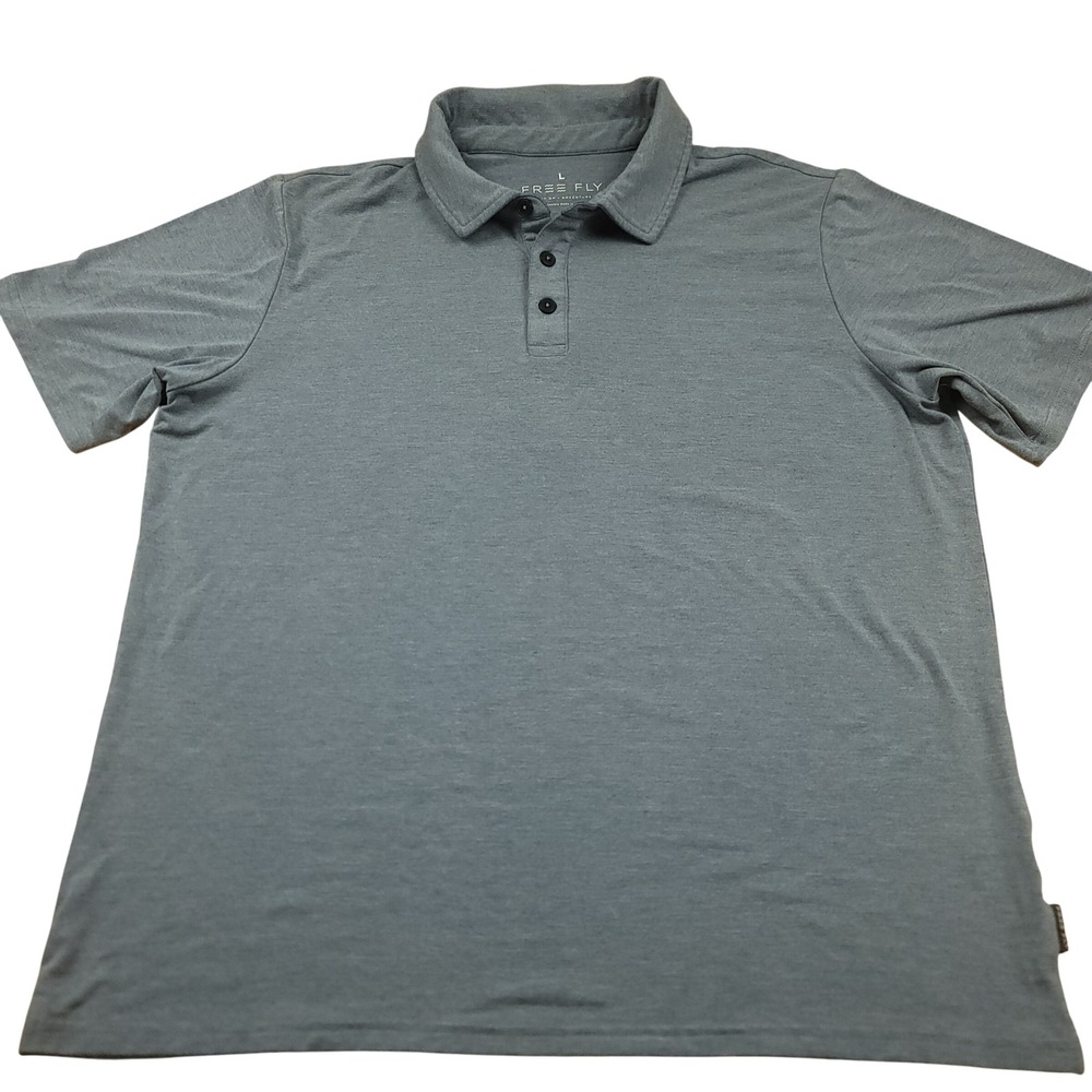 FREE FLY Mens Large L Bamboo Flex Polo II Short Sleeve Gray Comfort Adventure